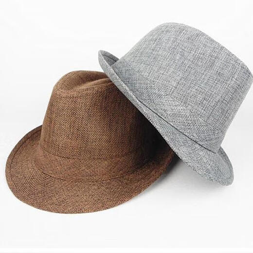 Muxiaduo top hat men's spring and autumn middle-aged men's top hat men's spring and autumn hat middle-aged and elderly sunshade jazz hat linen old man black men's linen top hat M (56-58cm)