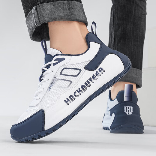 Musketeer 2025 printemps et été new kong kong style clair luxe mode polyvalent d'absorption de choc pour hommes et femmes de style couple non glissant les baskets décontractées sans glissement blanches et bleues-9928 [biens européens haut de gamme] 36