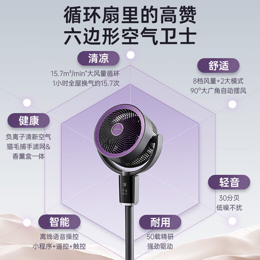 Airmate Circulation Fan Negative Ion Purification Air Circulation Fan AI Voice Electric Fan Intelligent Flash Control Floor Fan High Wind Silent Bedroom Household Desktop 2025 New Senyang MAX Live Broadcast Room Same Style - Negative Ion Purification FA18-SRDI210