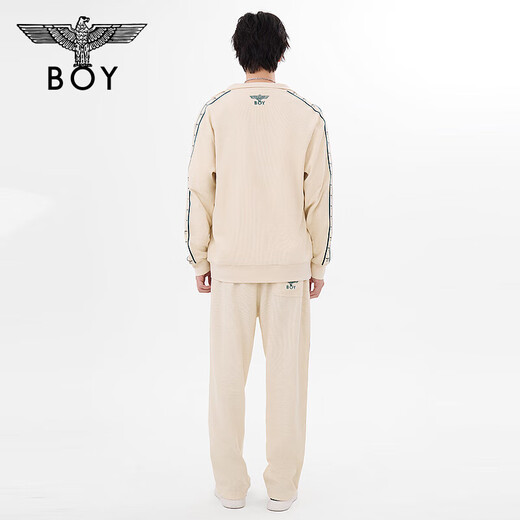 BOY LONDON24新品男女同款长裤logo印花学院风卡其色阔腿裤N15053 卡其色 XS