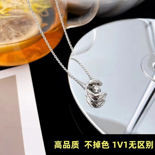 Fujiu rhombus rose gold necklace 925 silver plated 18K gold pendant simple temperament light luxury ins niche high-end style silver