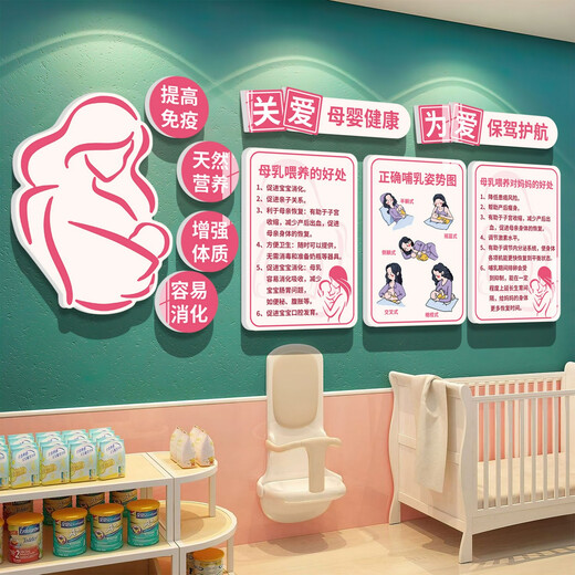 山头林村母婴室墙面装饰布置产后修复产康店内装饰品哺育知识背景宣传海报 QT3889母婴 15mm雪晶板 中