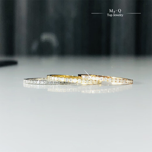 Slightly gifted 18K white bright real diamond row dreamK white rose gold daily gift to girlfriend, non-PT9 certificate, no grading below 20 points, rose gold-17 ring F-G/excellent white 30 points