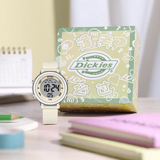 Dickies Electronic Watch Student Children's Watch Sport wasserdicht leuchtend Junior und Senior High School Prüfungsformular Geschenk Cl-681 Beige