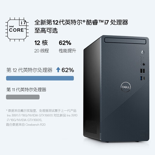 Dell (Dell) Lingyue 3910 Host de computadora de escritorio comercial de 12th Generation Core Office, conjunto completo de máquinas de inicio, Host HT11c personalizado, teclado y ratón Conjunto I3-12100 8G Memoria 512G Disco duro de estado sólido