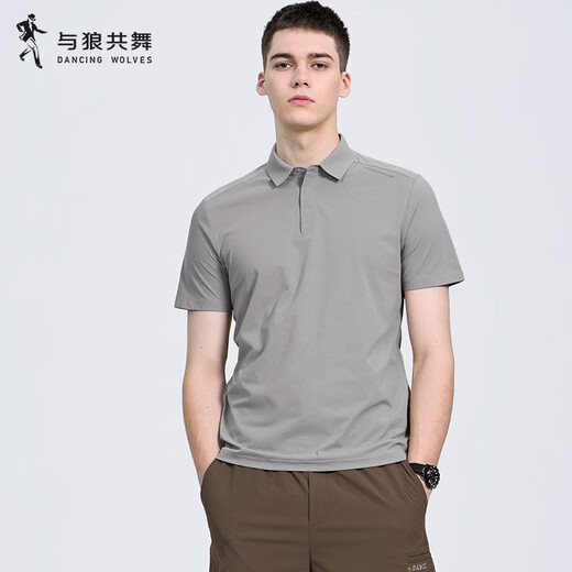 与狼共舞【速干】翻领短袖T恤男2025夏季新款男装商务休闲防晒POLO衫6012 卡其701 3XL (190)