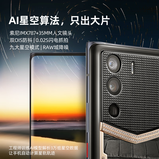 VERTU [Historical Base Price Save 9,000 Yuan] Vitu Weight Luxury Mobile Phone METAVERTU Hyperbolic Screen AI Smart Phone Large Model 5G Business Gift Subsidy Pura Black Paris Nail Style - Black Ceramic Himalayan Crocodile Leather Gold Diamond Inlay 18GB+1TB
