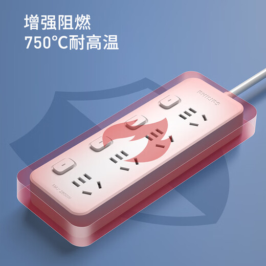 Philips (PHILIPS) sub-control plug-in strip with wire strip independent power supply sub-control socket independent switch plug panel dormitory air conditioner one-turn multi-purpose converter extra long power strip plug-in board sub-control 4 sockets 2 meters