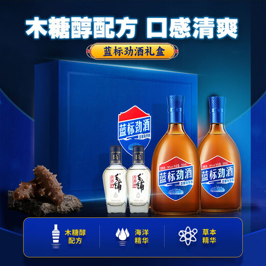劲牌 蓝标劲酒 36度 500ml*2+尊享毛铺小酒100ml*2 精致礼盒 自饮送礼
