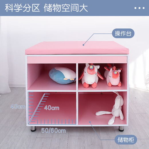 ABCMOKOO抚触台整理台尿片换尿不湿按摩台宝宝尿布台婴儿护理台垫子操作台 120*80*85粉色柜子+红色垫子