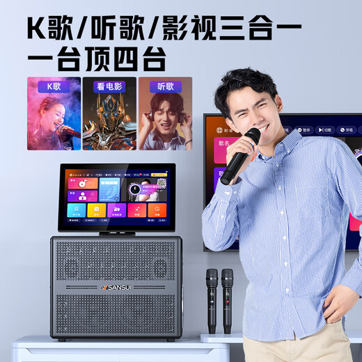 Shanshui Audio E86 flagship 25-year new karaoke audio amplifier all-in-one home ktv speaker set outdoor karaoke high-power square dance audio with display E86 Honor [send 3 years of song ordering member]