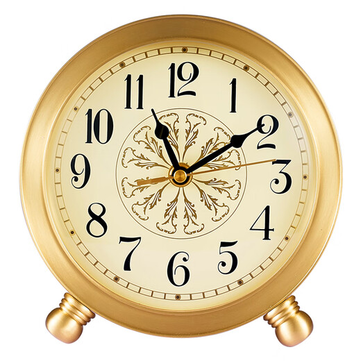 Hanshi (Hense) desk clock living room modern light luxury brass clock creative high-end desktop decoration clock HD1028 full digital dial
