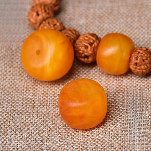 Guanpu Pavilion natural Russian material old beeswax single beads with beads loose beads single bucket beads bracelet diy men's accessories top beads separated beads old beeswax pier 16*12mm single