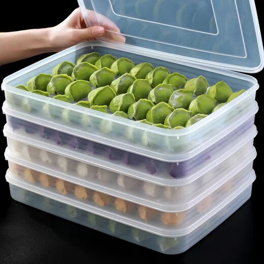 FANCYCHIC Dumpling Storage Box Refrigerator Dumpling Freezer Box Household Handmade Egg Preservation Quick-frozen Wonton Box Transparent Large 1 Box 1 Cover