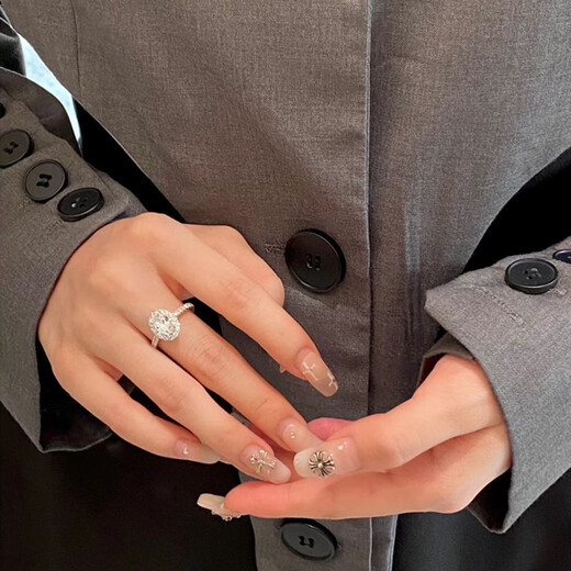 Guanpu Pavilion Fat Donglai's same style pt950 platinum pigeon egg ring imported from the United States, moissanite diamond ring for women, oval shape, does not fall off, pigeon egg 1 carat moissanite + certificate + black card, photographed No. 9