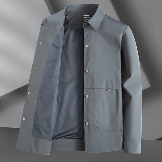 ROMON large size military green lapel jacket for men with big belly, middle-aged spring and autumn business loose single-breasted windbreaker jacket trend 2406 military green (spring and autumn) 2XL 155Jin Jin is equal to about 0.5 kg