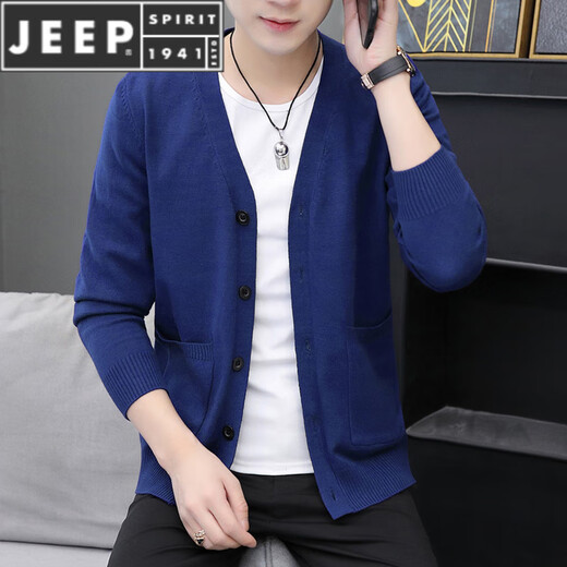 JEEP SPIRIT针织开衫男士毛衣外套薄款V领毛线衣男春秋春2025年新款潮流 米白色 L