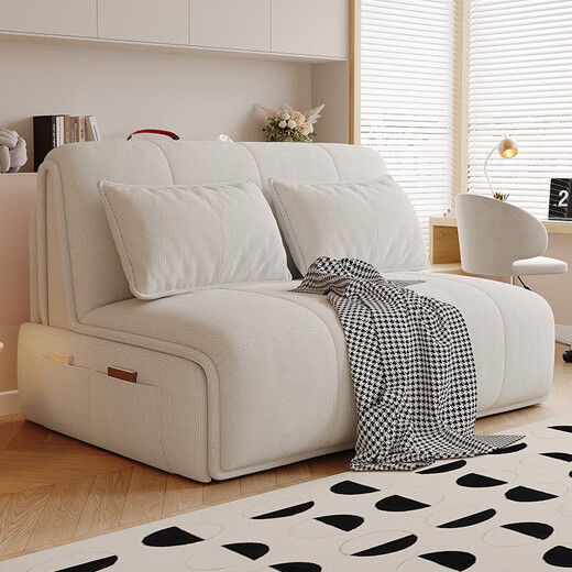 Linpaisen smart electric sofa bed small apartment dual-purpose foldable multi-function living room bedroom study single double sofa bed sky blue 1.2 meters electric latex model + high-quality cotton linen