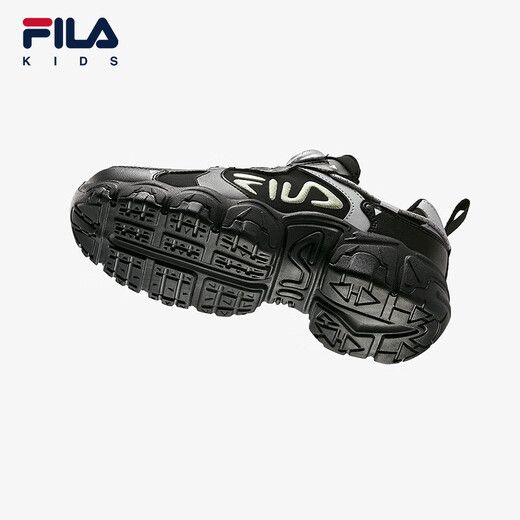 FILA斐乐童鞋儿童跑步鞋2024冬季男女中大童复古猫爪运动鞋 黑/银器灰-BS 内长24.5cm 39 内长24.5cm