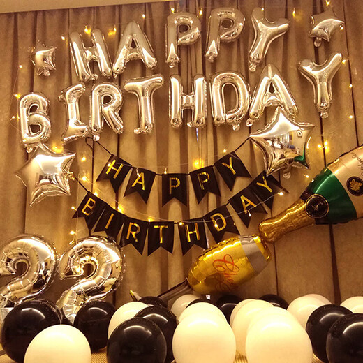 Round birthday party scene layout decoration balloon set children's aluminum film balloon letters A2-2-4 Internet celebrity model XT9902