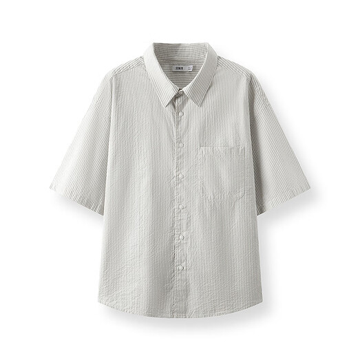 森马（Semir）短袖衬衫男复古条纹衬衣2025夏季外套肌理感109325104203