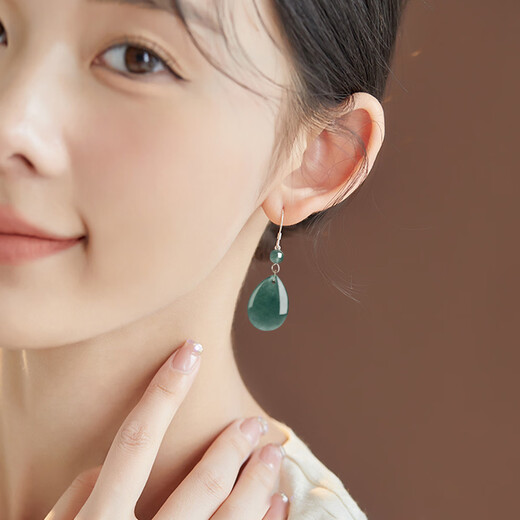 Jianlu Jade A-grade silver earrings for women, elegant high-end jade earrings, mother’s birthday gift for wife, mother, wife