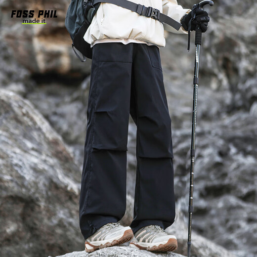 Foss Phil American overalls men's autumn and winter velvet thickened warm straight outdoor paratrooper casual pants 8398R black 2XL