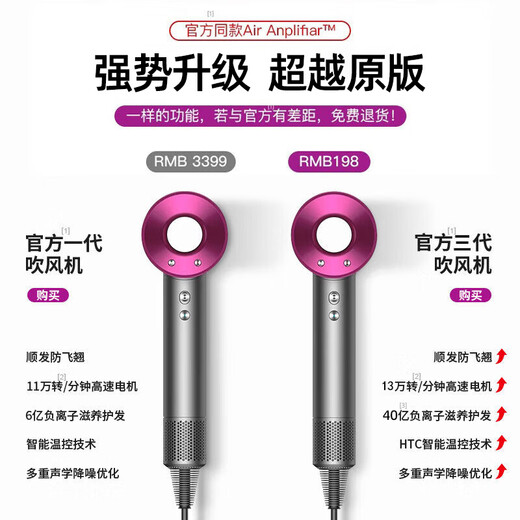 Dr. Light Speed National 3C Certification丨High Speed Leafless High Wind Hair Dryer Home Silent Negative Ions High Power Does Not Damage Hair Huaqiangbei Hair Dryer Starry Sky Gray-Single Nozzle 4.5 Billion Moisturizing Negative Ions丨Constant Temperature Hair Care 2025 Upgrade丨Huaqiangbei Official Top Version 1 1 1.8 Meter Cord Length