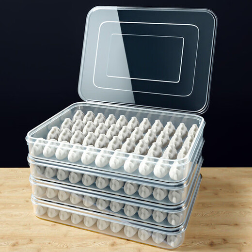 FANCYCHIC Dumpling Storage Box Refrigerator Dumpling Freezer Box Household Handmade Egg Preservation Quick-frozen Wonton Box Transparent Large 1 Box 1 Cover