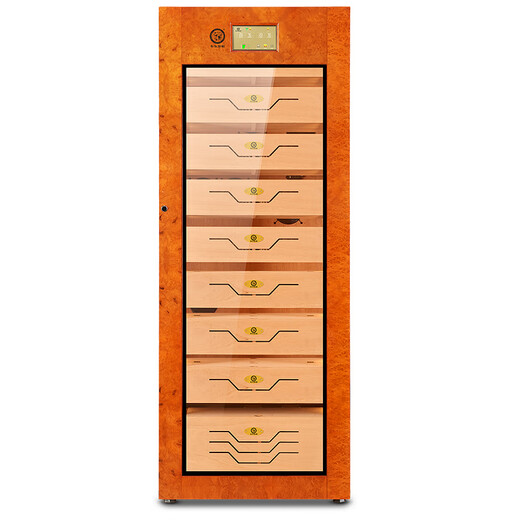 Bulldog cigar cabinet, constant temperature and humidity, moisturizing, eggplant cultivation, humidity control, ammonia removal, red wine compressor, WiFi solid wood shell, cedar wood, German fingerprint password lock, high-end god dog VC528PLUS, solid wood VC528 with fingerprint password lock, WiFi remote +1.79 meters