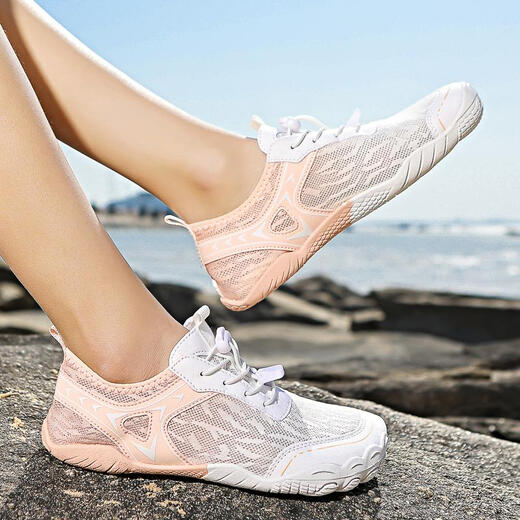 Tibetan Beauty Era 2025 new style non-slip outdoor sports wading shoes beach swimming hiking hiking five-finger shoes for men and women H06 Pink Moon 41 (26.2cm)
