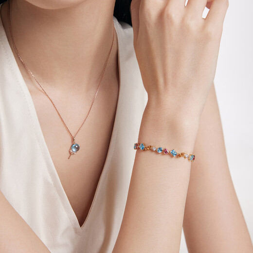 Chow Tai Fook ENZO Sunset Orange Sea 18K gold colorful gemstone diamond bracelet for women 17.5cm EZV8790