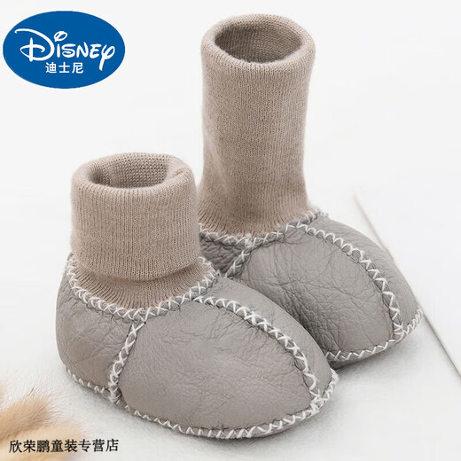 Disney Baby Sheepellin-in-One-Babyschuhe und Socken halten im Herbst- und Winterbaby-Baumwollschuhe weiche Sohlen und fallen nicht von Kleinkindschuhen 0-6-12 Elfenbein weiße Lambskin 1 Paar Eingröße innere Länge 11 cm (0-6 Monate) verdickt.