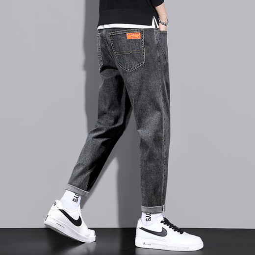 ZENGZHI jeans men's 2025 new straight-leg trendy brand autumn spring and autumn plus velvet thickened autumn and winter elastic casual Xintang trousers blue and gray 6621 28