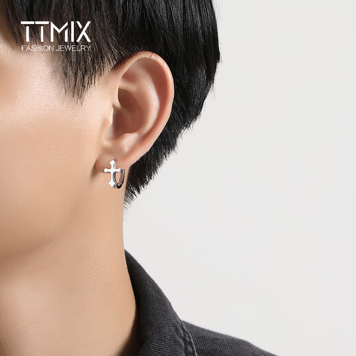 TTMIX cross platinum earrings pt950 fashionable simple platinum earrings for men and women 3.0-3.2g