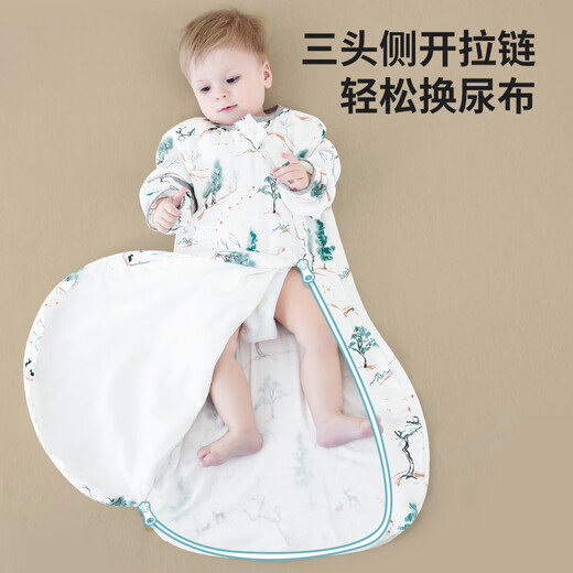 Antarctic baby sleeping bag baby bamboo cotton gauze all-in-one pajamas for the first 4 and 2 days of summer children anti-kick quilt thin