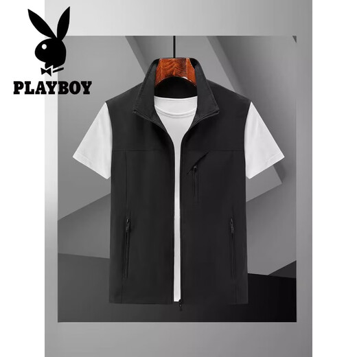 
Playboy 2025 men's thin casual vest spring and autumn breathable horse clip jacket men's quick-drying vest summer knee dark blue XL height (170-175) weight 125-140Jin [Jin equals 0.5 kg]