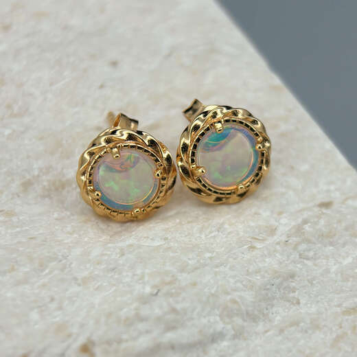 Changju Seiko s925 silver thick layer 18k gold inlaid opal set pendant/ring/earrings with identification certificate pendant
