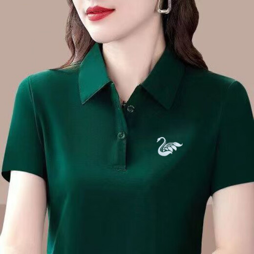 贝吉棋大码妈妈装夏季品质POLO上衣短袖新款运动休闲宽松翻领 粉色-6623 XL (建议110-125斤)
