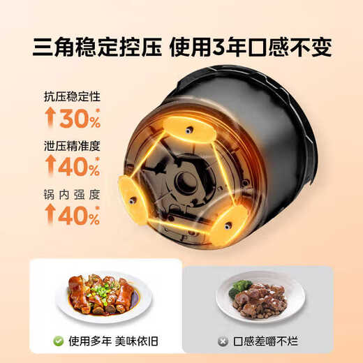 Midea national subsidy ball bladder round kettle electric pressure cooker double bladder fully automatic smart reservation rice cooker pressure cooker for 4-6 people household soup and stew YL50Easy203