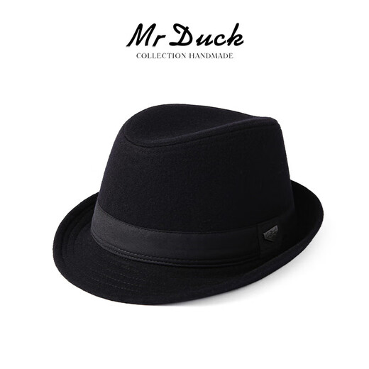 Mr DUCK British style retro hat High density densely woven wool semi-curled gentleman's hat for men and women autumn and winter MW13038 sheep wool material-dark coffee color (classic solid color L size (59-60cm)