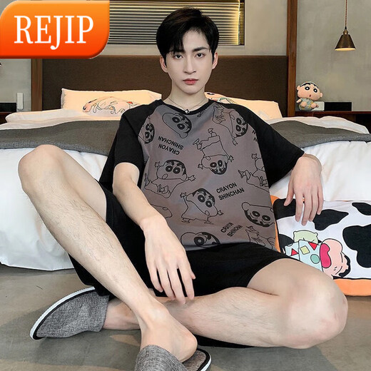 REJIP Pajamas para hombres, la primavera corta de manga corta y los adolescentes delgados de los delgados de verano, los adolescentes pueden usar traje de ropa para hombres de tamaño grande para hombres 6621 3xl 180-200Jin [Jin equivale a 0.5 kg]