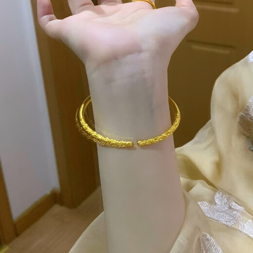 Mo Qianxue French Michelle gold hoop 18K gold bracelet women's open plain hoop bracelet fashion jewelry gold hoop bracelet
