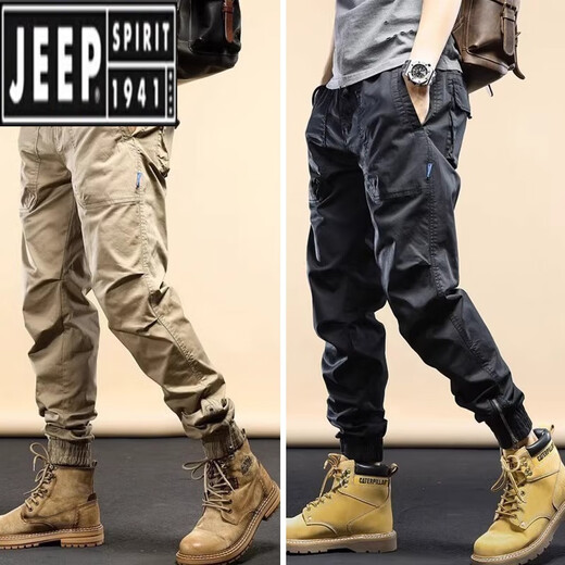 吉普（JEEP）工装裤男春秋季宽松束脚裤潮牌运动男士休闲裤子冬季加绒 卡其色(夏季679) 28 (建议95-110斤)