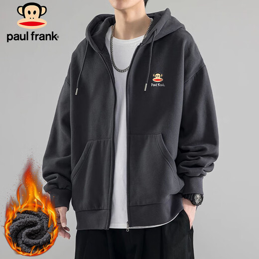 Кардиган Paul Frank, свитер, мужская осенне-зимняя повседневная свободная куртка с капюшоном, мужская модная мужская одежда, темно-серый бархат, XL