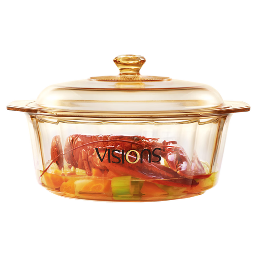Corning (VISIONS) 4.1L heat-resistant glass pot soup pot cooking pot stew pot hot pot VS41DI crystal diamond series 24.5cm