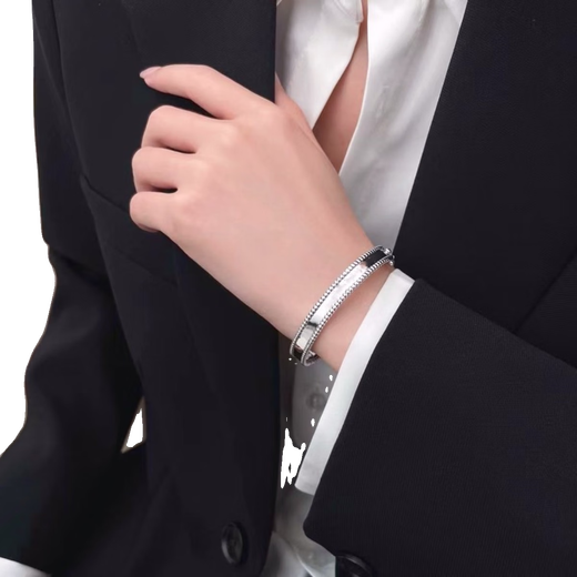 Fujiu personalized signature rose gold bracelet for women 925 silver K gold plated fashion bracelet Korean version Internet celebrity creative girl best friend student silver 17