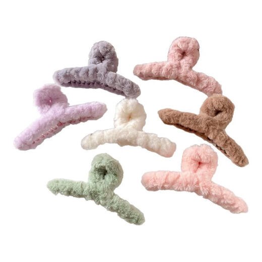 Nanbomaru Plush Clip New Style Large Shark Clip for the Back of the Head High-end Hair Clip Simple Hair Accessories Hair Clip Headwear NWFJ48 Gray