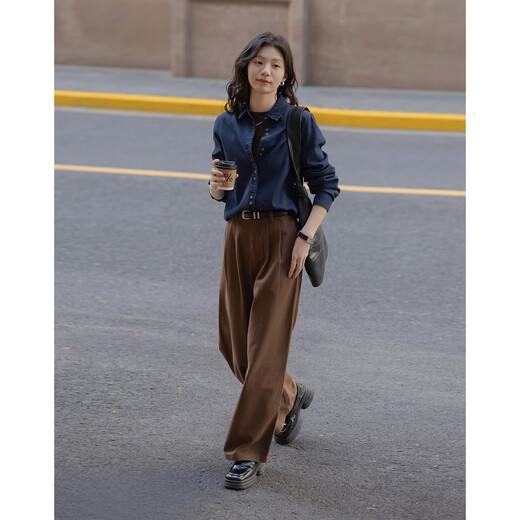 Demana fashionable layering spring simple style lapel shirt cloud-like cotton double-button denim shirt women's top