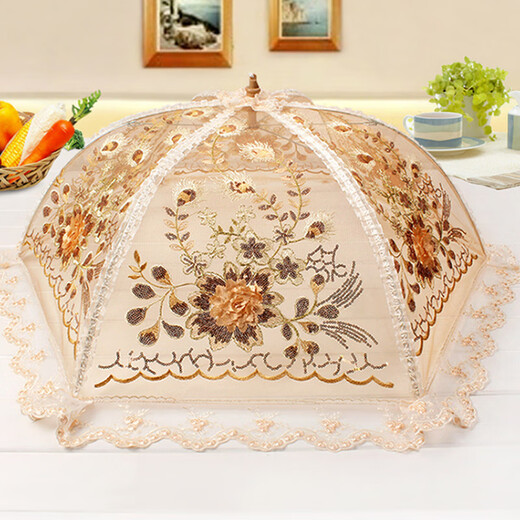 LNGA LANDGRE Germany imported high-quality vegetable cover for household foldable leftovers dining table cover food cover anti-fly dust bowl cover No. 116 - round light coffee 80cm
